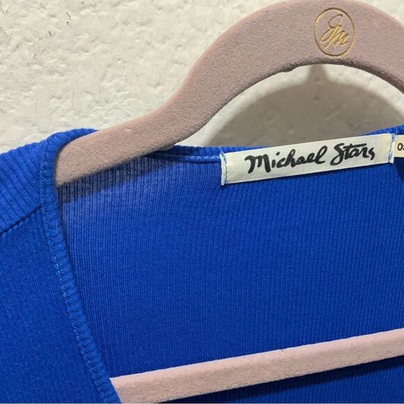 Michael Stars Brooklyn Blue Shirt Sleeve Shirt OS - Picture 3 of 8